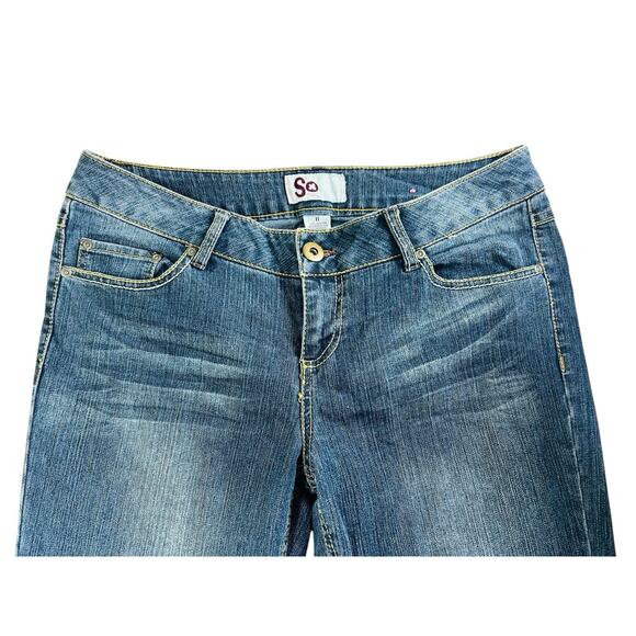 Vtg 90's Y2k So Jeans Women's Size 11 Blue Low Rise Flare Leg Denim Hip Huggers - Picture 4 of 7